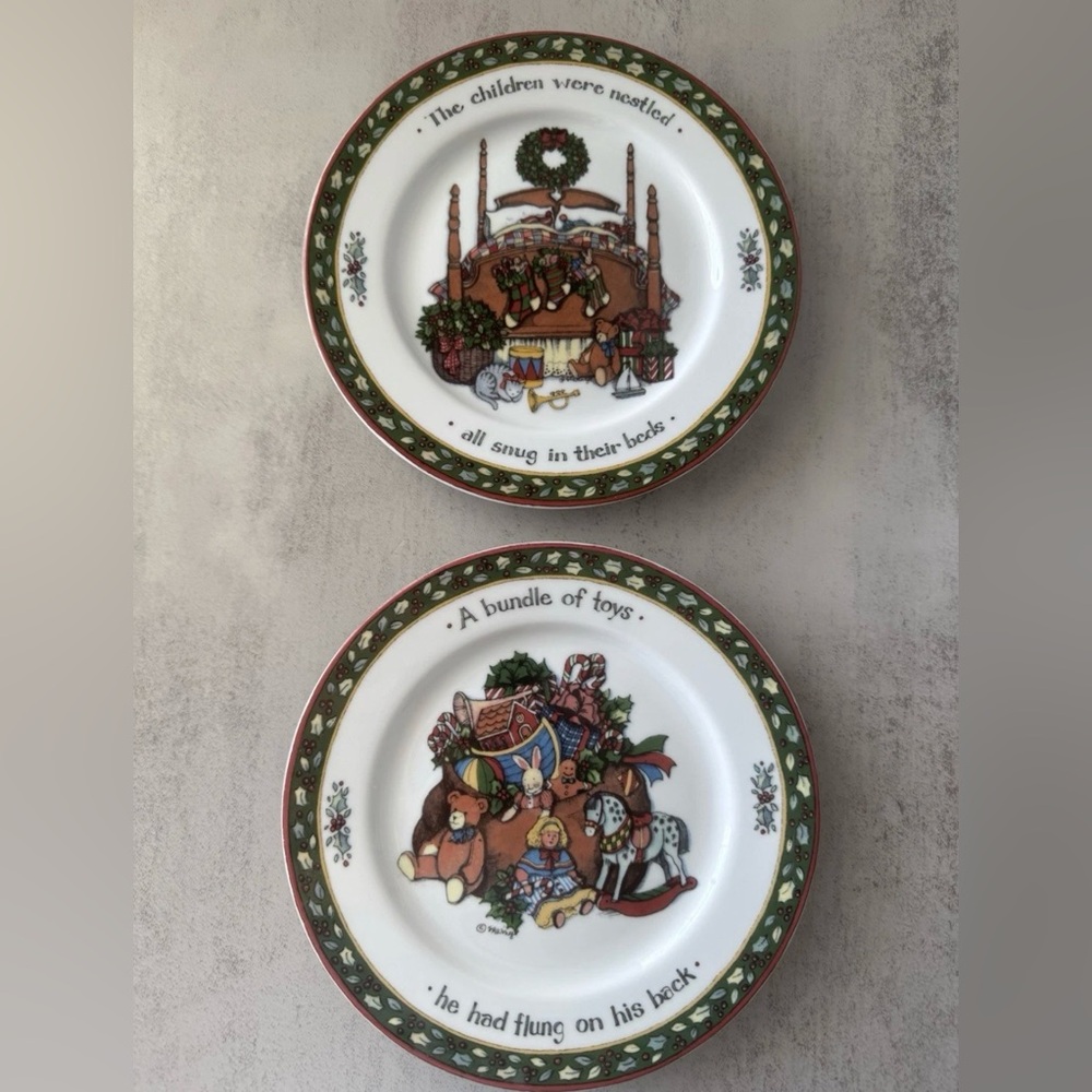 Vintage Susan Winget Christmas Salad Plate Set Night Before Christmas Holiday